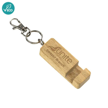 Oak Engraved Phone Stand Keyring