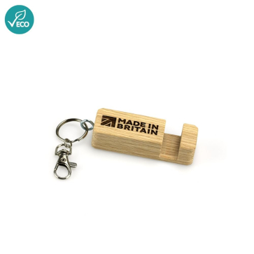 Oak Engraved Phone Stand Keyring