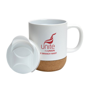 Ceramic Mug with Cork Base and Lid 400ml