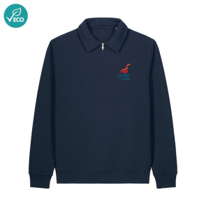 Unisex 1/4 Zip Navy Polo Sweatshirt