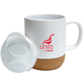 Ceramic Mug with Cork Base and Lid 400ml