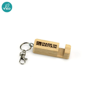 Oak Engraved Phone Stand Keyring